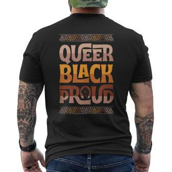 Queer Black Proud Gay Pride Blm Fist Black Lgbtq Pride Month Mens Back Print T-shirt | Mazezy