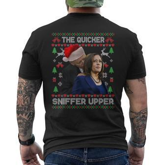 The Quicker Sniffer Upper Anti Biden Ugly Christmas Sweater Men's T-shirt Back Print | Mazezy