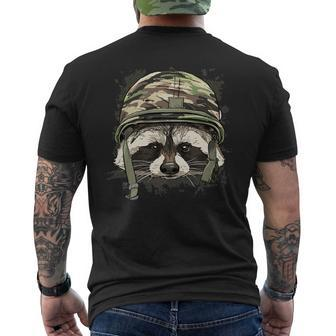 Raccoon Soldier Veteran Army Raccoon American Animal Lover 628 Mens Back Print T-shirt - Monsterry