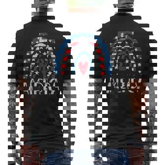 Rainbow American Flag 4Th Of July Vintage Mens Back Print T-shirt | Mazezy