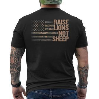 Raise Lions Not Sheep American Patriot Patriotic Lion Men's Back Print T-shirt | Mazezy