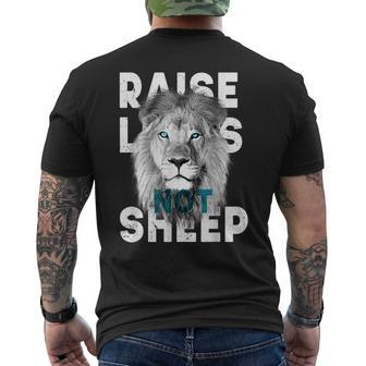 Raise Lions Not Sheep American Patriotic Men's Back Print T-shirt | Mazezy