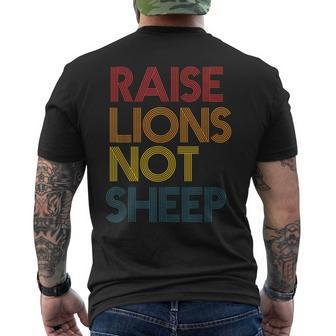 Raise Lions Not Sheep Patriot Party Vintage Men's Back Print T-shirt | Mazezy