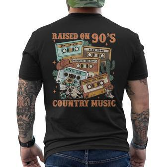 Raised On 90'S Country Music Western Cowboy Retro Cow Skull Men's T-shirt Back Print - Monsterry DE