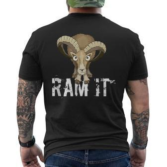 Ram It Wild Buck Pun Bighorn Sheep Drawing Men's T-shirt Back Print | Mazezy