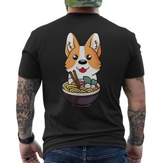 Ramen Corgi Dog Food Lover Kawaii Japanese Anime Gift Mens Back Print T-shirt | Mazezy