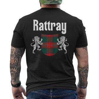 Rattray Clan Scottish Name Coat Of Arms Tartan Mens Back Print T-shirt | Mazezy