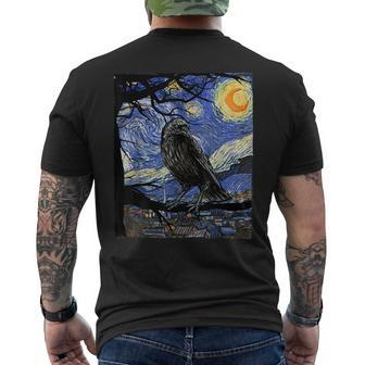 Raven Lover Art Starry Night Raven Crow Raven Men's T-shirt Back Print | Mazezy