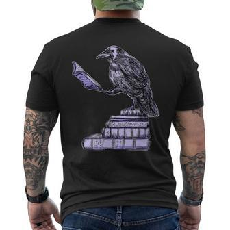 Raven Raven Reading Poetry Lover Raven Reading Funny Designs Funny Gifts Mens Back Print T-shirt | Mazezy