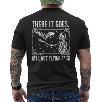 There It Goes My Last Flying Funny Halloween Skeleton Bat Funny Halloween Funny Gifts Mens Back Print T-shirt | Mazezy