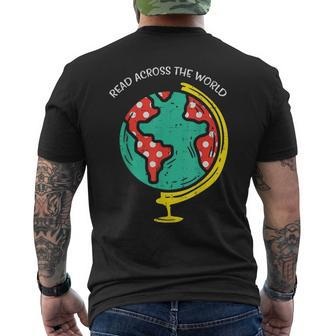 Read Across The World Globe Book Lover Bookworm Librarian Mens Back Print T-shirt | Mazezy