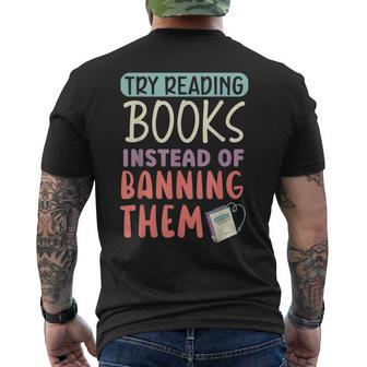 Read Banned Books Bookworm Book Lover Bibliophile Mens Back Print T-shirt | Mazezy