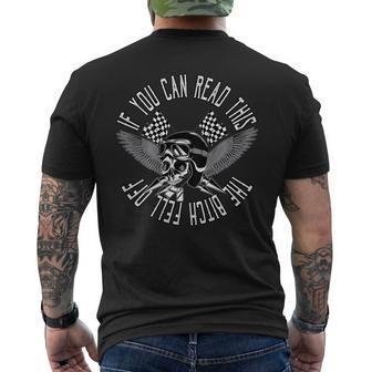 If You Can Read This The Bitch Fell Off Bikers Skull Men's Back Print T-shirt | Mazezy
