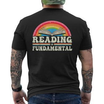 Reading Is Fundamental Geeky Bookworm Poetry Literature Reading Funny Designs Funny Gifts Mens Back Print T-shirt | Mazezy