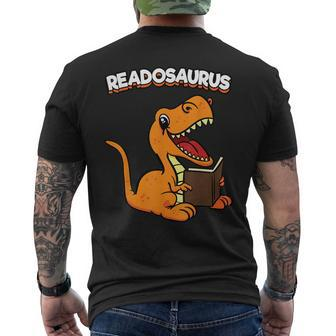 Readosaurus Dinosaur Reading Books Dino Read Bookworm Men's T-shirt Back Print | Mazezy