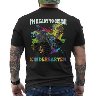 Ready To Crush Kindergarten First Day Of School Dinosaur Boy Men's T-shirt Back Print - Seseable