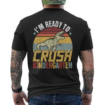 Ready To Crush Kindergarten First Day Of School Dinosaur Boy Mens Back Print T-shirt | Mazezy