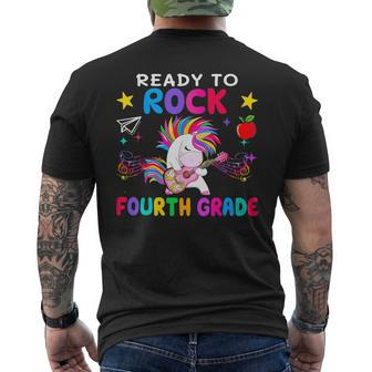 Ready To Rock Fourth Grade Back To School 4Th Grader Unicorn Unicorn Funny Gifts Mens Back Print T-shirt | Mazezy