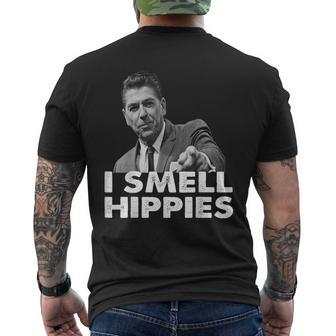 Reagan Ronald Conservative Smell Hippies Merica Men's T-shirt Back Print - Monsterry