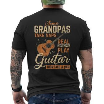 Real Grandpas Play Guitar Then Take Nap Funny Guitarist Mens Back Print T-shirt - Seseable