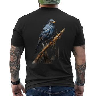 Realistic Blackbird Nature Trees Birds Men's T-shirt Back Print - Seseable