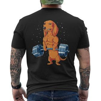 Red Dachshund Weightlifting - Mens Standard Mens Back Print T-shirt - Monsterry AU