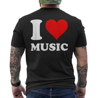 Red Heart I Love Music Men's T-shirt Back Print