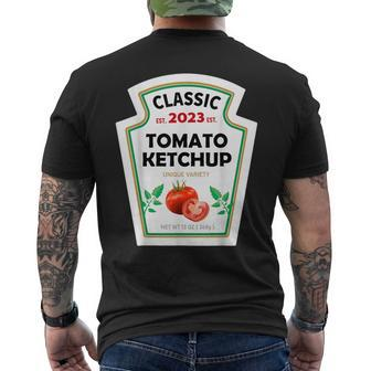 Red Ketchup Diy Costume Matching Couples Groups Halloween Men's T-shirt Back Print - Monsterry
