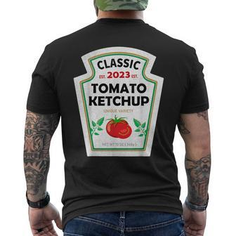 Red Ketchup Diy Costume Matching Couples Groups Halloween Men's T-shirt Back Print - Seseable