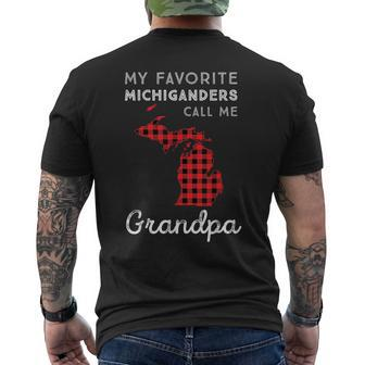 Red Plaid Michigan Dad Grandpa Gift My Favorite Michiganders Mens Back Print T-shirt | Mazezy