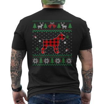 Red Plaid Schnauzer Dog Lover Ugly Christmas Sweater Men's T-shirt Back Print - Monsterry CA