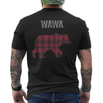 Red Plaid Wawa Bear Buffalo Matching Family Pajama Men's T-shirt Back Print - Monsterry UK