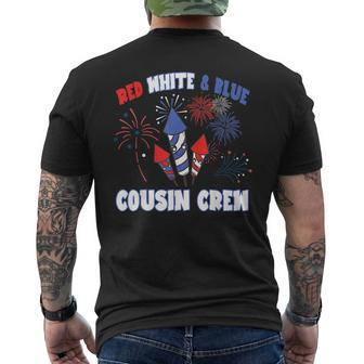 Red White & Blue Cousin Crew Fireworks Usa Flag 4Th Of July Mens Back Print T-shirt - Seseable