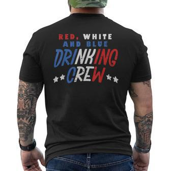 Red White And Blue Drinking Crew Funny Usa 4Th Of July Party Mens Back Print T-shirt - Monsterry CA