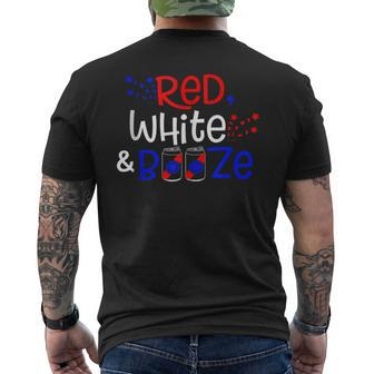 Red White And Booze Funny Adult 4Th Of July Mens Back Print T-shirt - Monsterry CA