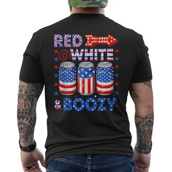 Red White & Boozy Summer Funny Drinking 4Th Of July Usa Flag Drinking Funny Designs Funny Gifts Mens Back Print T-shirt | Mazezy