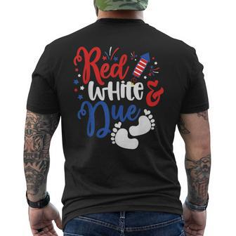 Red White And Due Baby Reveal 4Th Of July Pregnancy Announce Mens Back Print T-shirt | Mazezy