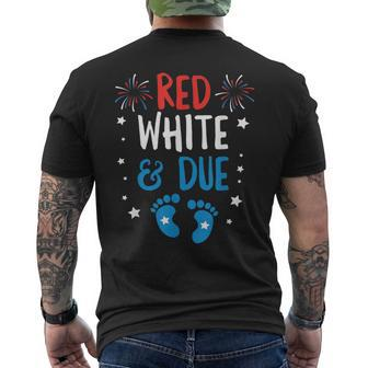 Red White And Due Baby Reveal Pregnancy Announcet Mens Back Print T-shirt - Monsterry UK