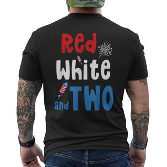 Red White And Two Birthday 4Th Of July American 2Nd Birthday Mens Back Print T-shirt - Monsterry DE