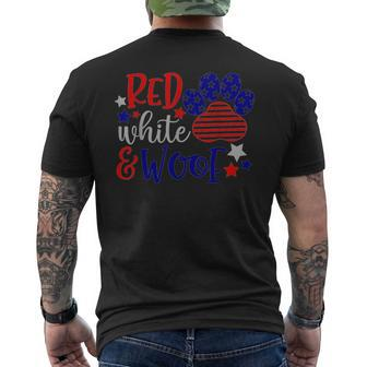 Red White And Woof Patriotic Dog Lover Usa Flag 4Th Of July Mens Back Print T-shirt | Mazezy