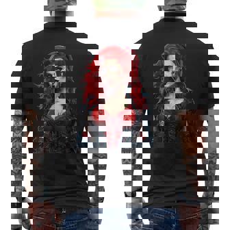 Redheaded Vamp Female Vampire Vampire Halloween Horror Halloween Men's T-shirt Back Print | Mazezy