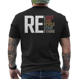 Reduce Reuse Recycle Rethink Repair Earth Day Environmental  Mens Back Print T-shirt