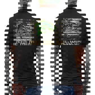 Reel Cool Dad Camouflage Flag Fathers Day Fisherman Fishing Mens Back Print T-shirt | Mazezy
