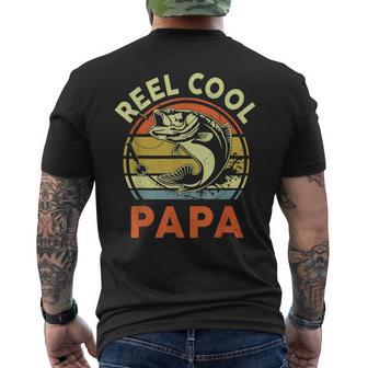 Reel Cool Papa Fishing Dad Fisherman Fathers Day Grandpa Mens Back Print T-shirt - Seseable