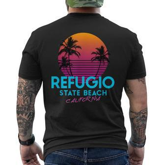 Refugio State Beach California Retro Wave 80S Men's T-shirt Back Print | Mazezy