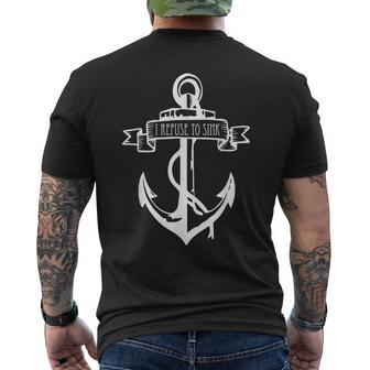 Refuse To Sink Anchor Tattoo Vintage Burnout Graphic Mens Back Print T-shirt | Mazezy