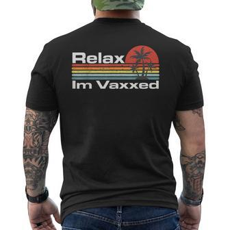 Relax I'm Vaxxed Vintage Vaccinated Men's T-shirt Back Print | Mazezy