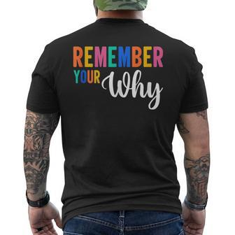 Remember Your Why Motivational Gym Fitness Workout Quote Mens Back Print T-shirt | Mazezy