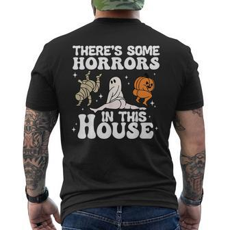 Theres Some Horrors In This House Ghost Pumpkin Halloween Mens Back Print T-shirt - Seseable