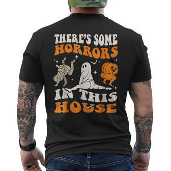 Theres Some Horrors In This House Ghost Pumpkin Halloween Men's T-shirt Back Print - Monsterry UK